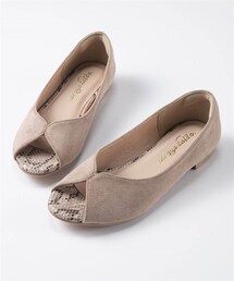 nissen | 【ゆったり幅広】オープントゥパンプス（低反発中敷）（ワイズ４Ｅ）(パンプス)