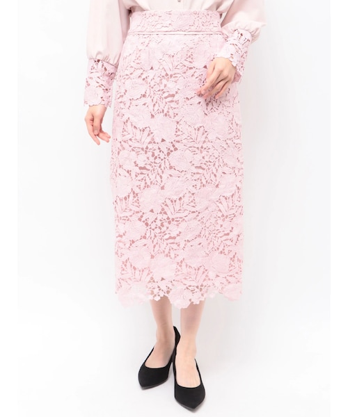 TONAL（トーナル）の「ケミカルレースパイピングタイトスカート（スカート・レディース・アイボリー/ピンク/ネイビー・S/M）」の6枚目の写真