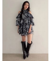 MERCURYDUO | ラッフルチュニックフレアショーツセットアップ(ワンピース)