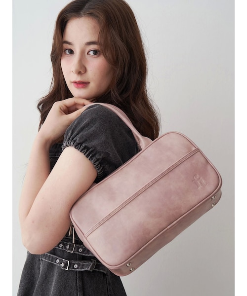 CALNAMUR（カルナムール）の「ヴィンテージフェイクレザーボストンバッグ（ボストンバッグ・レディース・ピンク/ブラウン・F）」の8枚目の写真