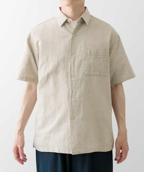 ITEMS URBANRESEARCH（アイテムズ アーバンリサーチ）の「『セットアップ対応』天然素材リネンコットンレギュラーカラー半袖シャツ（シャツ/ブラウス・メンズ・IVO/BRN/CHA/TERRACOTTA・M/L/XL）」の13枚目の写真