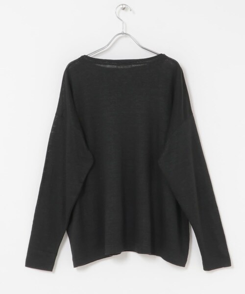 かぐれ（カグレ）の「リネンボートネックカットソー（Tシャツ/カットソー・レディース・OFF/BLACK/NATURAL・Free）」の9枚目の写真