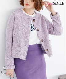 nissen | ツイードショート丈ジャケット【OtonaSMILE】(ノーカラージャケット)