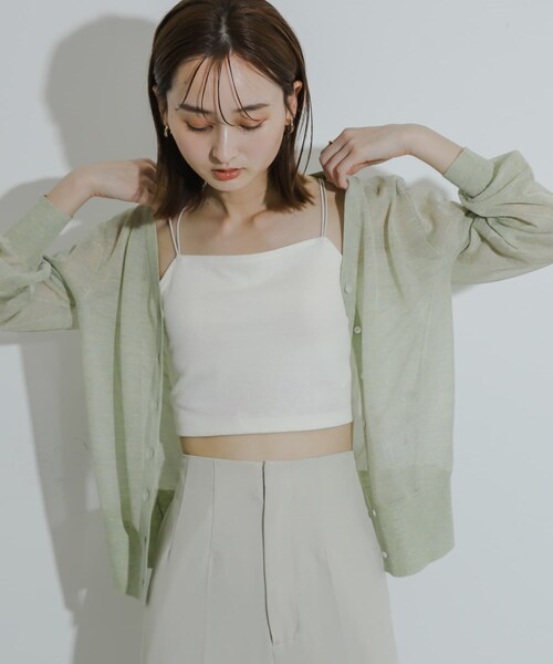 SENSE OF PLACE by URBAN RESEARCH（センスオブプレイスバイアーバンリサーチ）の「シアーメランジラメカーディガン（カーディガン/ボレロ・レディース・CHARCOAL/YELLOW/ORANGE・one）」の12枚目の写真