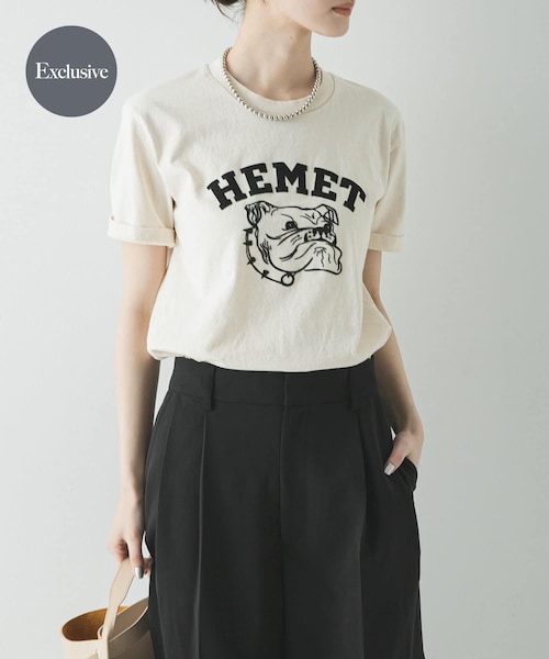 URBAN RESEARCH（アーバンリサーチ）の「『別注』Mixta×URBAN RESEARCH　HEMET（Tシャツ/カットソー・レディース・CAMEL/NATURAL/V BLACK・S）」の2枚目の写真