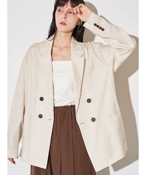 ELENDEEK（エレンディーク）の「BACK CROSS TAILORED JK（テーラードジャケット・レディース・グレー/ベージュ・F）」の8枚目の写真