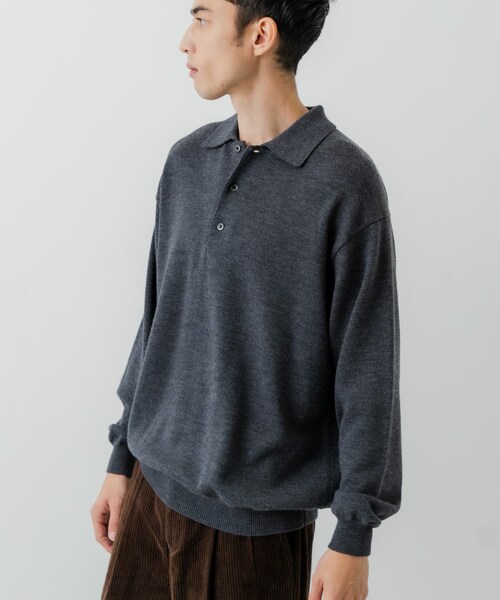 URBAN RESEARCH（アーバンリサーチ）の「CASH FEEL W/MID ニットポロ（ニット/セーター・メンズ・BLACK/CHARCOAL/BROWN・M/L）」の20枚目の写真
