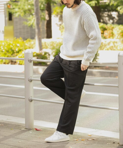 ITEMS URBANRESEARCH（アイテムズ アーバンリサーチ）の「マシンウォッシャブル バーズアイ クルーニット（ニット/セーター・メンズ・WHT/BGD/NVY/BLK・M/L）」の11枚目の写真