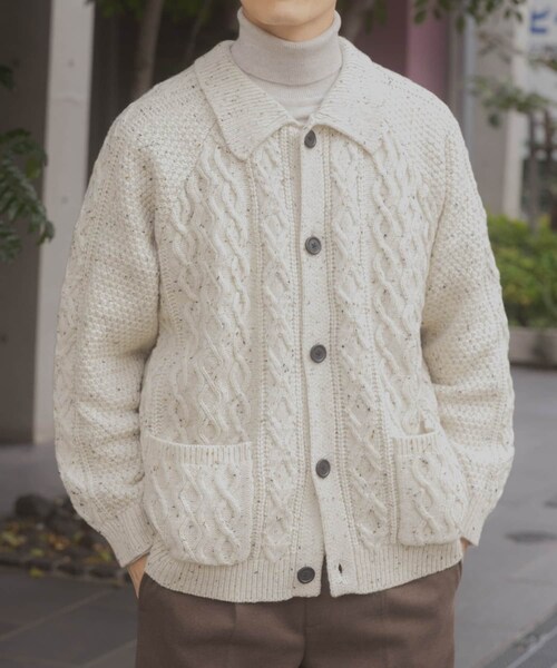 ITEMS URBANRESEARCH（アイテムズ アーバンリサーチ）の「ウール混 フィッシャーマンカーディガン（カーディガン/ボレロ・メンズ・WHT/NVY/BLK・M/L）」の5枚目の写真