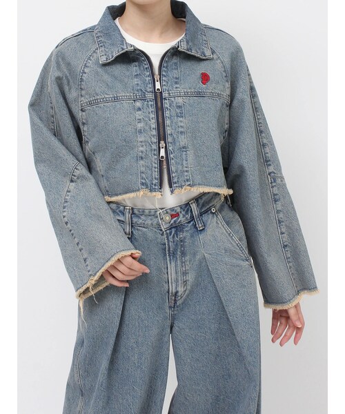 jouetie（ジュエティ）の「【something×PosTokyo】ZIP BLOUSON（デニムジャケット・レディース・ブラック/ピンク/ブルー・M）」の2枚目の写真