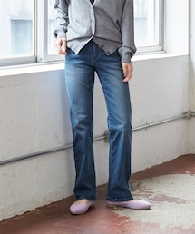 nissen | 大きいサイズ すごのびストレッチデニムストレートパンツ（ゆったり太もも）（選べる3レングス）(チノパンツ)