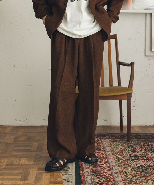 SENSE OF PLACE by URBAN RESEARCH（センスオブプレイスバイアーバンリサーチ）の「ライトツイードイージーワイドスラックス（その他パンツ・メンズ・BLACK/BROWN・M/L）」の14枚目の写真