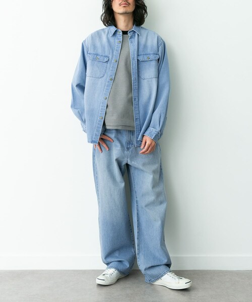 URBAN RESEARCH Sonny Label（アーバンリサーチサニーレーベル）の「『別注』RED KAP×Sonny Label　ワイドデニムパンツ（デニムパンツ・メンズ・ライトインディゴ/ユーズド・M/L）」の8枚目の写真