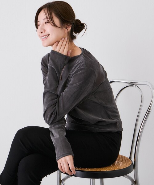 Jayro(ジャイロ)の「シアーベロアカットソー(Tシャツ/カットソー・レディース・ブラック/チャコール/ホワイト系・M)」の17枚目の写真