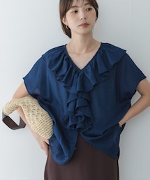 URBAN RESEARCH Sonny Label | シアーデニムラッフルフリルブラウス(シャツ/ブラウス)
