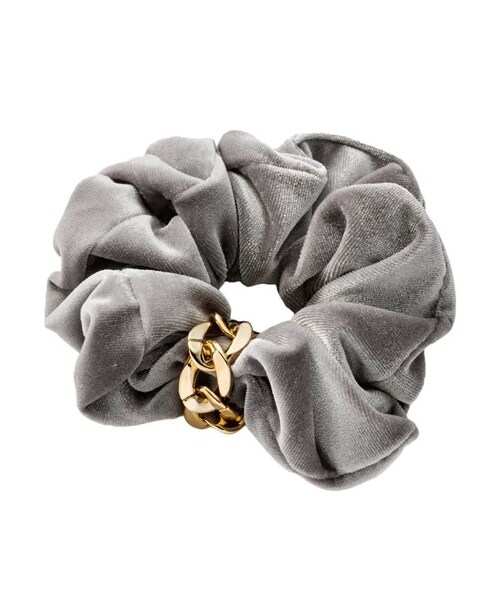 nissen（ニッセン）の「【Creamdot.】チェーン/フープメタルが煌くボリュームベロアシュシュ（その他ヘアアクセサリー・メンズ・A:ブラック/A:チャコール/A:グレー/A:モカ/B:ブラック/B:チャコール/B:グレー/B:モカ・ワンサイズ）」の4枚目の写真