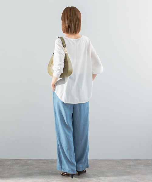 URBAN RESEARCH ROSSO（アーバンリサーチロッソ）の「ウォッシャブルシルク混ドルマンニット（ニット/セーター・レディース・ORANGE/OFF WHITE/L.MINT・FREE）」の9枚目の写真