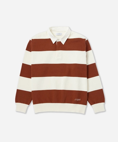 Saturdays NYC（サタデーズ ニューヨークシティ ）の「Rugger Polo Sweater（スウェット・レディース・チャコール/レンガ・L/M/S/XL）」の11枚目の写真