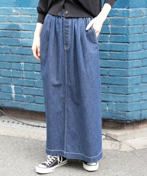 URBAN RESEARCH DOORS（アーバンリサーチドアーズ）の「FORK&SPOON　綿麻デニムスカート（デニムスカート・レディース・USED/ONEWASH・1/2）」の2枚目の写真