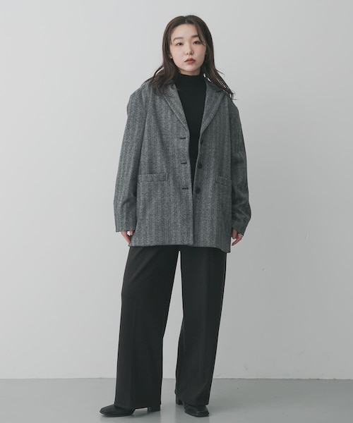 SENSE OF PLACE by URBAN RESEARCH（センスオブプレイスバイアーバンリサーチ）の「ジャージーメルトンテーラード（テーラードジャケット・レディース・BLK×WHT/BRN×BLK・One）」の6枚目の写真