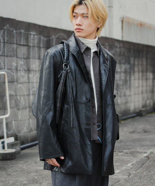 SENSE OF PLACE by URBAN RESEARCH（センスオブプレイスバイアーバンリサーチ）の「フェイクレザーミドルジャケット（テーラードジャケット・メンズ・BLACK/BROWN・M/L）」の8枚目の写真