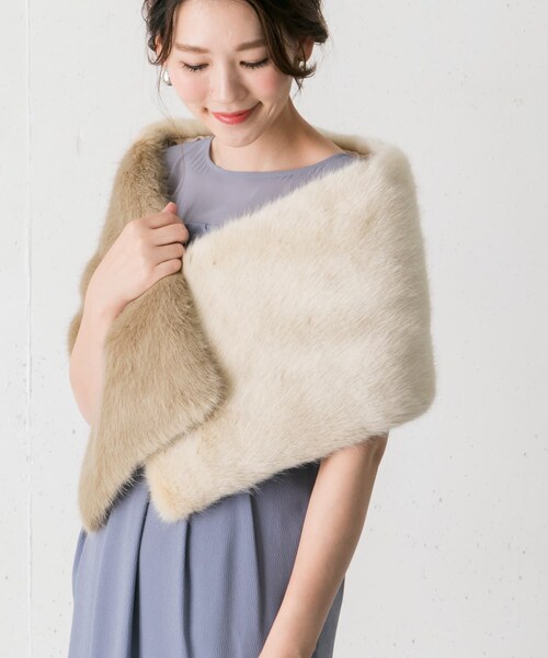 URBAN RESEARCH ROSSO（アーバンリサーチロッソ）の「troisiemechaco　ECOFUR Shawl∴（ストール/ショール・レディース・PURPLE/IVORY×BE・FREE/Free）」の4枚目の写真