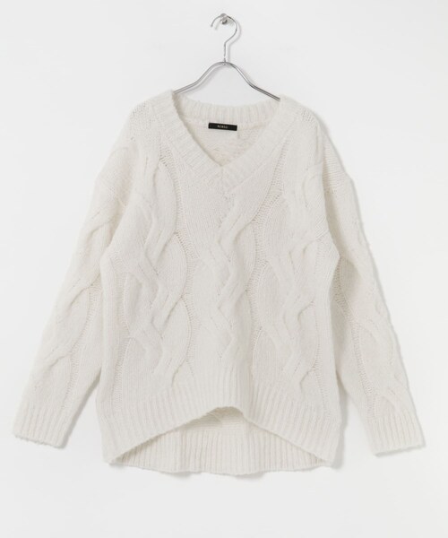 URBAN RESEARCH ROSSO（アーバンリサーチロッソ）の「ウールカシミヤケーブル編オーバーニット（ニット/セーター・レディース・OFF/PURPLE/FOGGRAY・Free）」の9枚目の写真