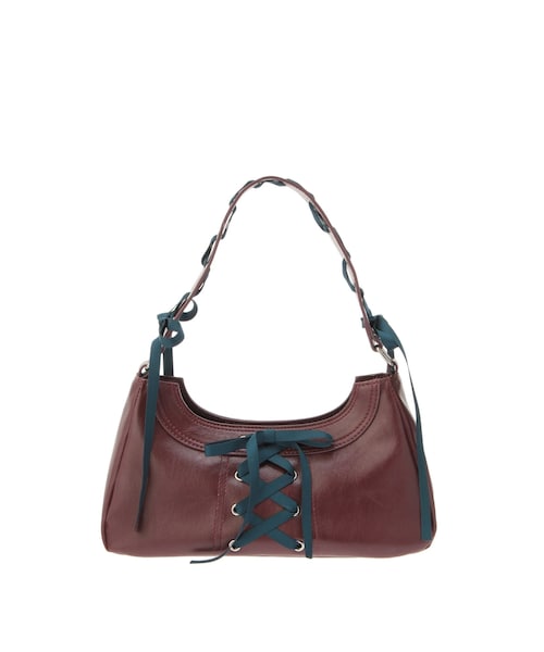 jouetie（ジュエティ）の「レースアップリボンハンドバッグ（ハンドバッグ・レディース・ブラック/ボルドー/シルバー・F）」の6枚目の写真