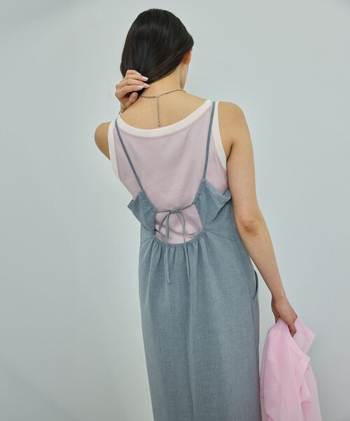 ROPE'（ロペ）の「【WEB・一部店舗限定】【接触冷感/UVカット】チュールコンビテレコタンクトップ（タンクトップ・レディース・ブラック/ホワイト/ピンク・F）」の10枚目の写真