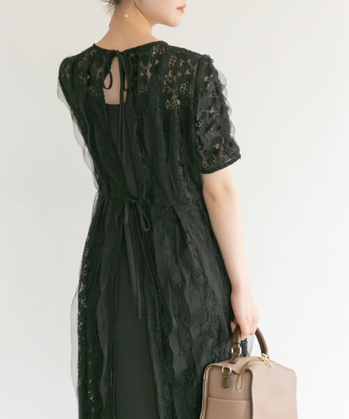 URBAN RESEARCH ROSSO（アーバンリサーチロッソ）の「kaene　リボンチュールエプロンドレス（ワンピース・レディース・mint/black・38）」の7枚目の写真