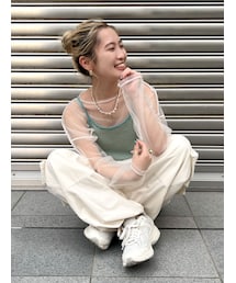 Ungrid | チュールショートロングスリーブTee(Tシャツ/カットソー)