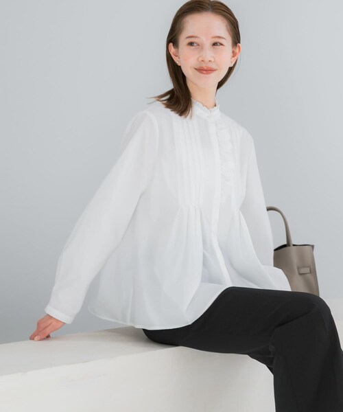 URBAN RESEARCH ROSSO（アーバンリサーチロッソ）の「フリルネックレースデザインシャツブラウス（シャツ/ブラウス・レディース・OFF WHITE/ASH/BLACK・Free）」の7枚目の写真