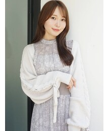 MERCURYDUO | レースアップスリーブニットカーディガン(カーディガン/ボレロ)