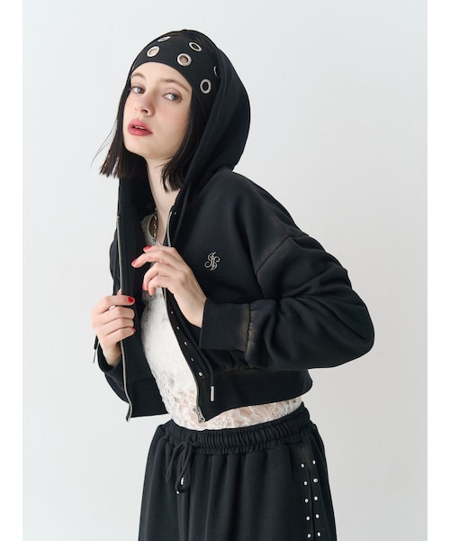 jouetie（ジュエティ）の「スタッズコンパクトジップフーディ【セットアップ対応】（その他トップス・レディース・ピンク/グレー/ブラック・M）」の6枚目の写真