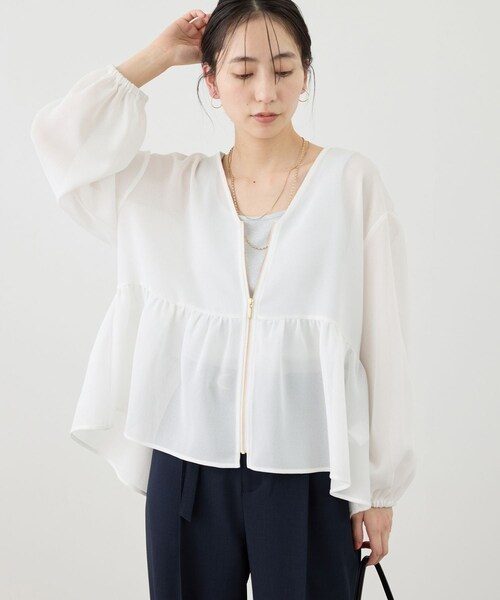 ROPE' PICNIC(ロペピクニック)の「メッシュペプラムブルゾン(ブルゾン・レディース・ブラック/ホワイト/ベージュ系/ネイビー・F)」の16枚目の写真