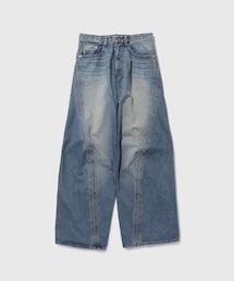 【NVRFRGT/ネヴァーフォーゲット】3D TWISTED WIDE LEG JEANS VINTAGE FADED INDIGO