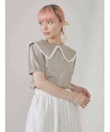 merry jenny | フリルカラーラメポロシャツ(Tシャツ/カットソー)