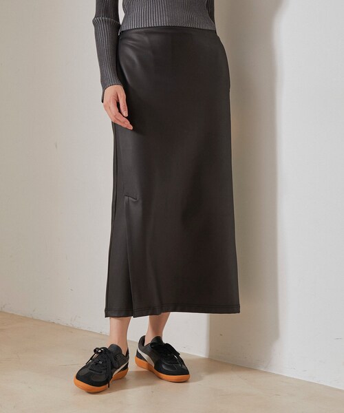 NERGY（ナージー）の「【イージーケア】Synthetic Leather イージーラップスカート（スカート・レディース・ブラック・F）」の5枚目の写真