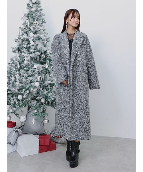 EATME（イートミー）の「ラメブークレロングコート（チェスターコート・レディース・ホワイト/ブラック/ミックス/グレー・F）」の15枚目の写真