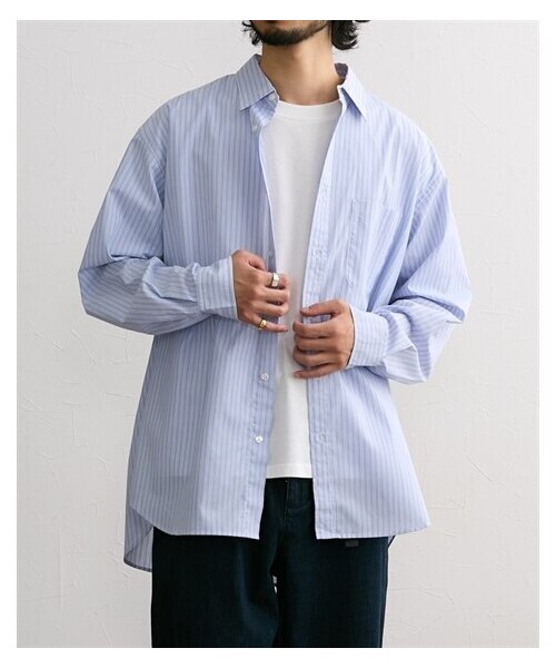 nissen（ニッセン）の「オーバーサイズストライプシャツ（シャツ/ブラウス・メンズ・ブルーストライプ/グリーンストライプ・M/L/LL/3L/4L/5L/6L/8L/10L）」の22枚目の写真