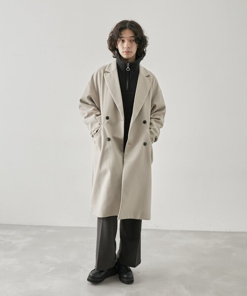 JUNRED(ジュンレッド)の「ダブルチェスターコート(チェスターコート・メンズ・ベージュ系/ダークブラウン/ブラック・L/LL/M)」の17枚目の写真