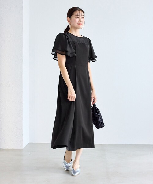 ROPE' PICNIC(ロペピクニック)の「【Mon E’toile/モンエトワール】フレア袖ビスチェデザインワンピース(ドレス・レディース・ブラック/グリーン/サックス・M/S)」の9枚目の写真