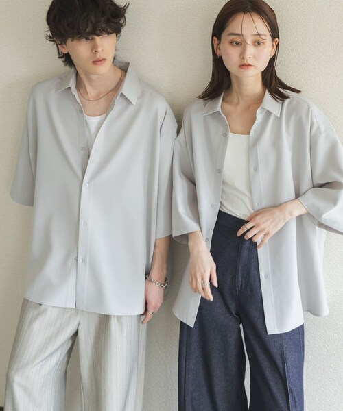 SENSE OF PLACE by URBAN RESEARCH(センスオブプレイスバイアーバンリサーチ)の「『ユニセックス』エクストラルーズショートスリーブシャツ(シャツ/ブラウス・メンズ・L.GRAY/CHARCOAL/MINT/BROWN・M/L)」の6枚目の写真