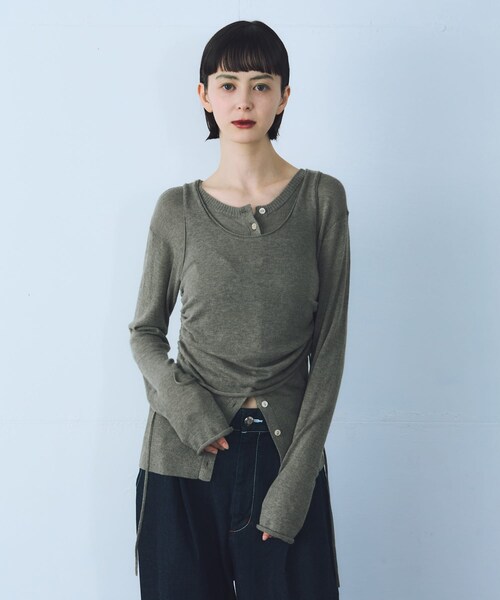 THE GOODLAND MARKET（ザグッドランドマーケット）の「cwtch　LAYERED KNIT TOPS（カーディガン/ボレロ・レディース・NAVY/RED/SAGE/B.GRAY/KHAKI・Free）」の15枚目の写真