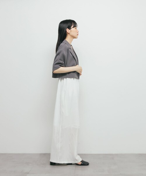 KBF（ケイビーエフ）の「ストライプショートジャケット（テーラードジャケット・レディース・IVORY/CHARCOAL・one）」の18枚目の写真