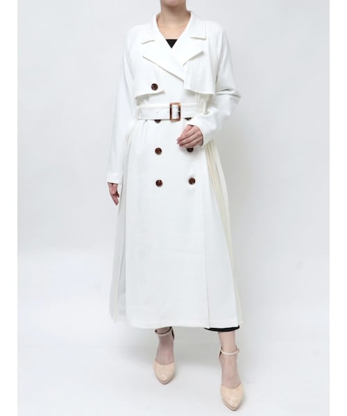 RESEXXY（リゼクシー）の「サイドプリーツトレンチコート（トレンチコート・レディース・ホワイト/ブラック/ベージュ・F）」の2枚目の写真