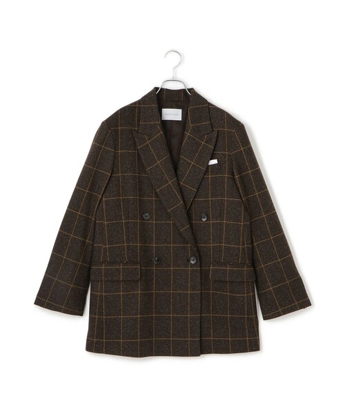 ADAM ET ROPE'（アダムエロペ）の「ダブルブレストツイード＆チェックジャケット（テーラードジャケット・レディース・グレー/ブラウン・36/38）」の19枚目の写真