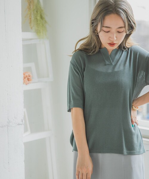 ITEMS URBANRESEARCH（アイテムズ アーバンリサーチ）の「ポロニットTシャツ（ポロシャツ・レディース・BLU/BEG/CHA・FREE）」の18枚目の写真