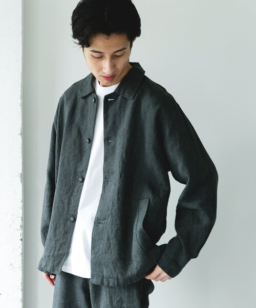URBAN RESEARCH DOORS(アーバンリサーチドアーズ)の「シルケットリネン シャツジャケット(テーラードジャケット・メンズ・ECRU/BROWN/INK BLACK・M/L)」の20枚目の写真