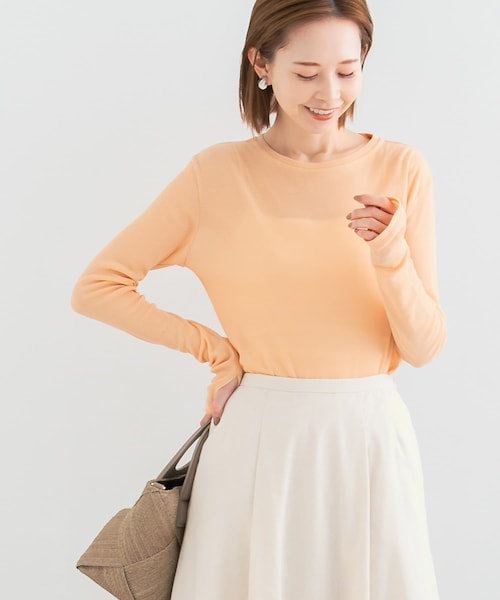 URBAN RESEARCH ROSSO（アーバンリサーチロッソ）の「シアーテレコカットソー（Tシャツ/カットソー・レディース・apricot/off/dark navy・FREE）」の3枚目の写真